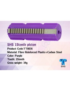 SHS piston 15 dents acier pour réplique airsoft AEG - Mauve -  2