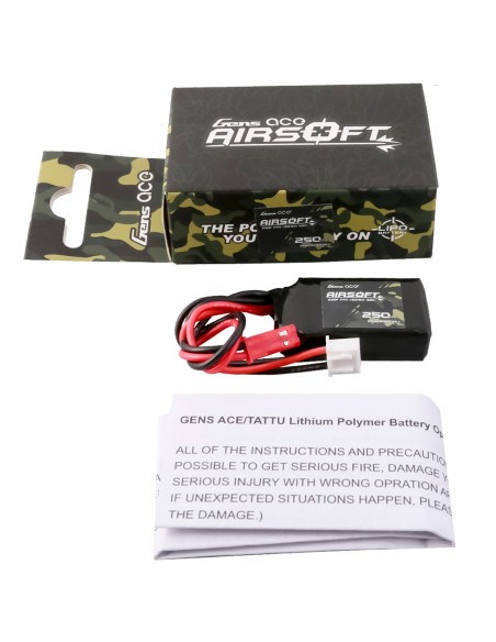 Gens ace 250mAh 7.4V 35C Lipo Battery - JST - 