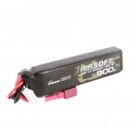 Gens ace 25C 800mAh 11.1V Lipo Battery - T-plug - 