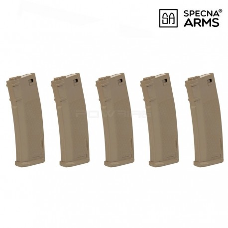 Specna Arms set of 5 125rds S-Mag Magazine for M4 AEG - Tan - 
