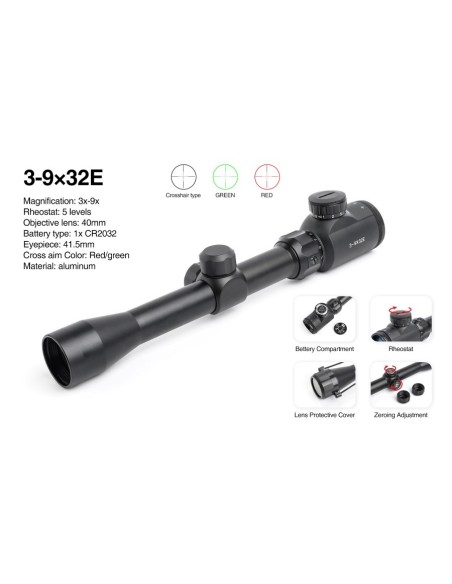 AIM-O 3-9x32E-SF Tactical Scope Black - 