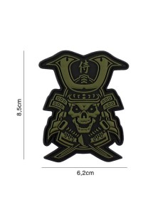Samuray Skull  Velcro patch - Green -  2