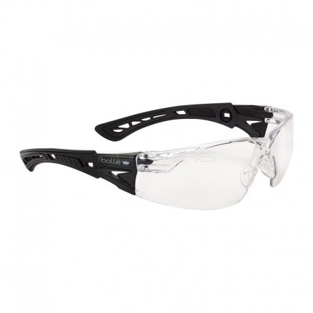 Bolle RUSH PLUS BSSI Polycarbonate Safety Glasses - Black / Clear - 