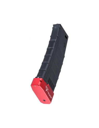 Cyma chargeur style Gmag gen3 mid-cap 150 coups pour M4 avec magbase TTI - Noir / Rouge - 
