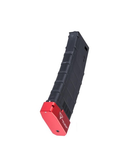 Cyma chargeur style Gmag gen3 mid-cap 150 coups pour M4 avec magbase TTI - Noir / Rouge - 