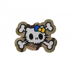 Pirate Kitty velcro embroided patch - White / Multicam - 