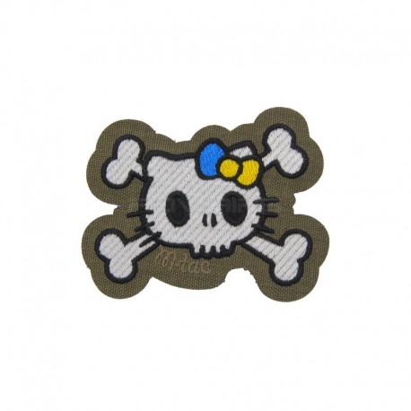 Pirate Kitty velcro embroided patch - White / Ranger Green - 