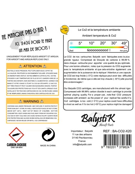 Balystik Pack 100 Sparclettes Co2 12g