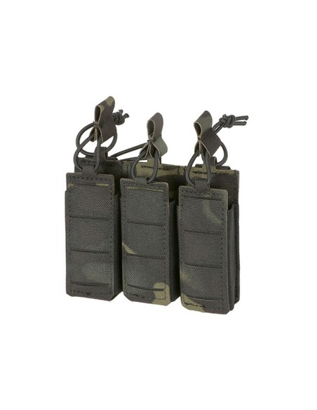 8FIELDS Flexible Triple Pistol Magazine Pouch Laser-Cut - Multicam Black