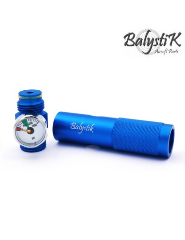 Balystik 12g CO2 adapter for HPA regulator with pressure gauge