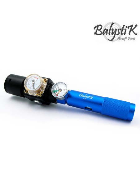Balystik 12g CO2 adapter for HPA regulator with pressure gauge