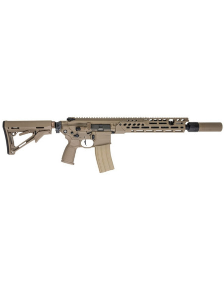 Salvo Precision MWS MCX Hunter UK SF Style 13.1 inch Steel Bolt avec silencieux QD style 556 et traceur - Dark Earth