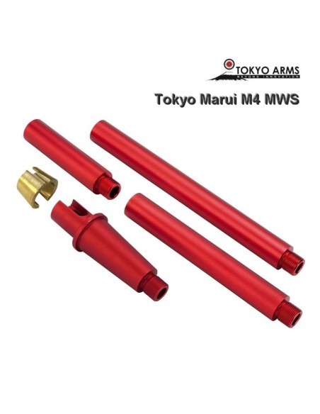 Tokyo Arms Multi-Length CNC Outer Barrel for Tokyo Marui M4 MWS - Red - 