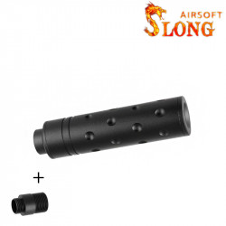 SLONG AIRSOFT Silencier 14mm CCW Short AERO + Adapter 11mm - 