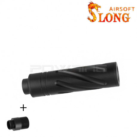 SLONG AIRSOFT Silencieux 14mm CCW Short SPINE + adaptateur 11mm - 