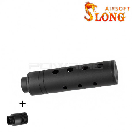 SLONG AIRSOFT Silencieux 14mm CCW Short APERTURE + adaptateur 11mm - 