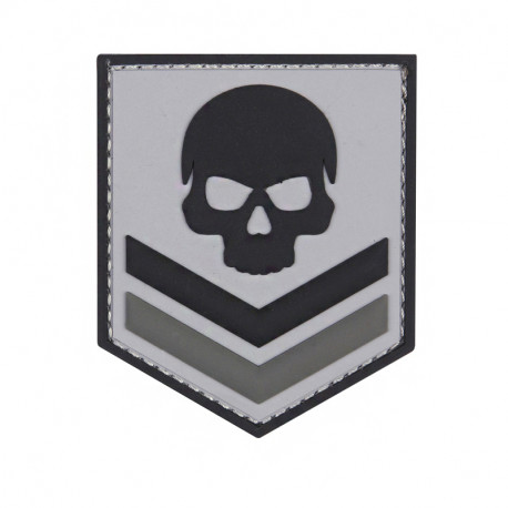 PVC Skull, grey Velcro patch - 