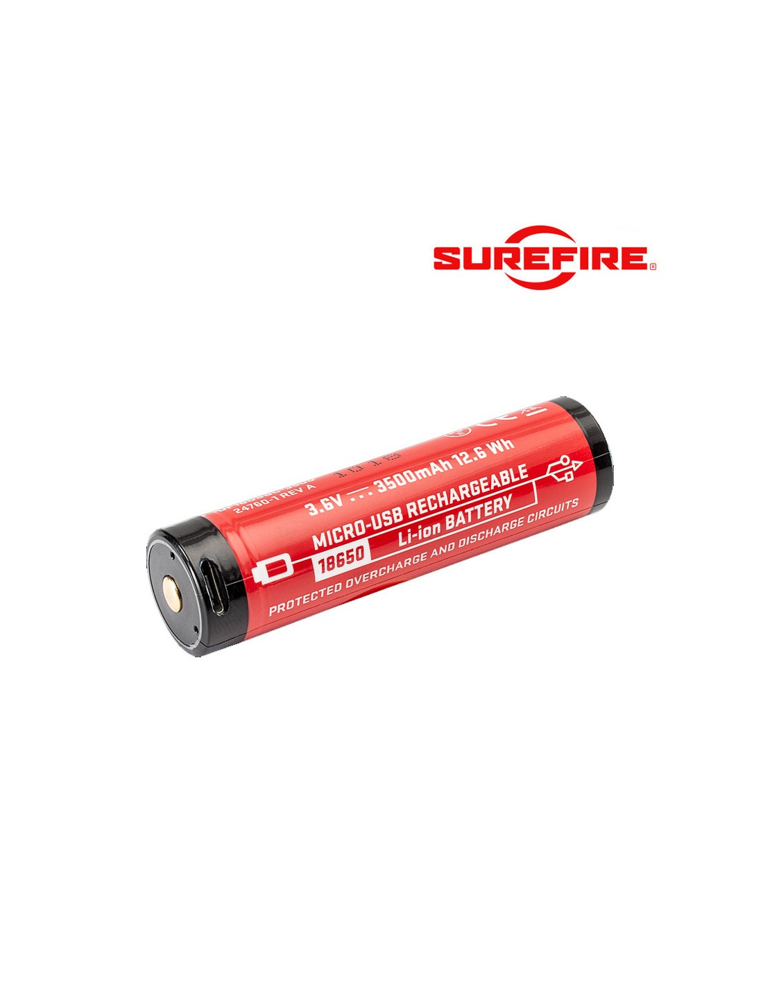 Surefire 18650B Micro USB Lithium Ion Rechargeable Battery type CR123A