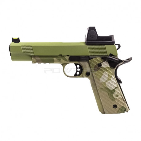 Nuprol 1911 RAVEN full metal gas GBB with BDS red dot - Camo / green - 