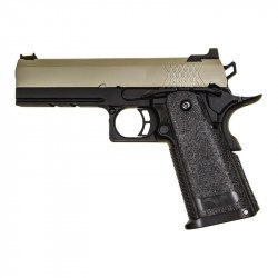 Nuprol RAVEN hi-capa 4.3 full metal gas GBB with rail - black / Tan