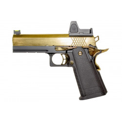 Nuprol RAVEN hi-capa 4.3 full metal gas GBB with BDS red dot - black / Gold