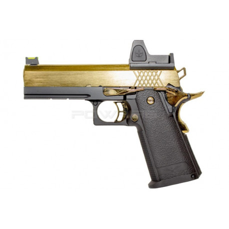 Nuprol RAVEN hi-capa 4.3 full metal gas GBB with BDS red dot - black / Gold - 