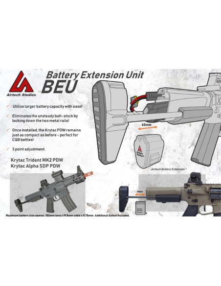 Airtech Studios Extension de batterie BEU pour Krytac Trident - 