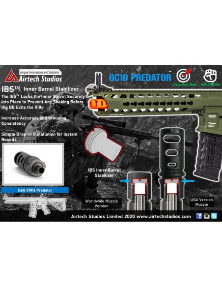 Airtech Studios Stabilisateur de canon interne IBS pour G&G CM16 GC16 Predator - 