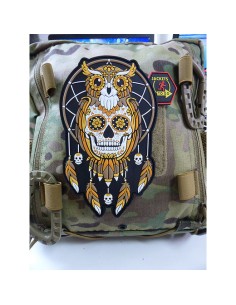 Yellow / Black Calavera Owl Dreamcatcher Patch velcro -  2
