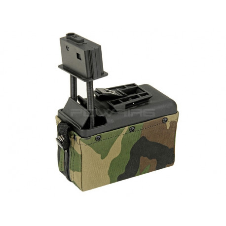 BATTLEAXE ammobox 1500 coups pour M249 - Woodland - 