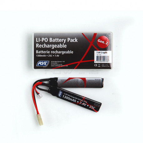 ASG - Batterie LiPo 7,4v 1300mAh 25C, Tamiya pour Airsoft - Safe