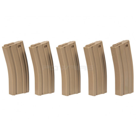 Specna Arms 120rds mid-cap polymer Magazine for M4 AEG (pack of 5, Tan) - 