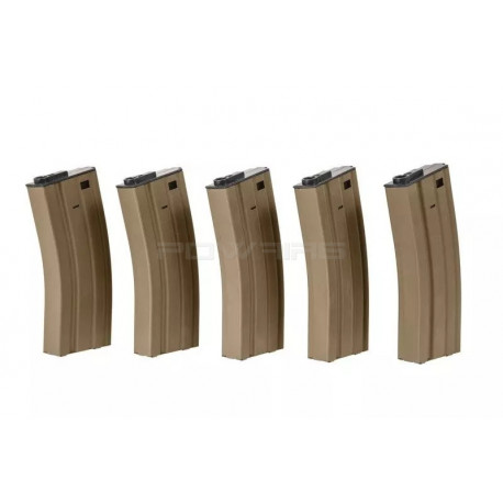 Specna Arms Chargeur M4 Hi-cap 300 billes pack de 5 TAN - 