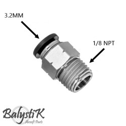 BalystiK Adaptateur 1/8 NPT male pour flexible 1/8 3.2mm