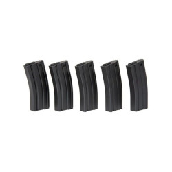 Specna Arms 120rds mid-cap polymer Magazine for M4 AEG (pack of 5, Black) - 