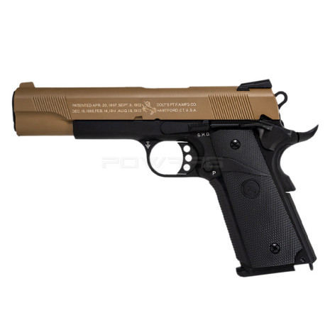 Cybergun Colt 1911 Combat Gaz (Tan Slide, Black Lower) - 